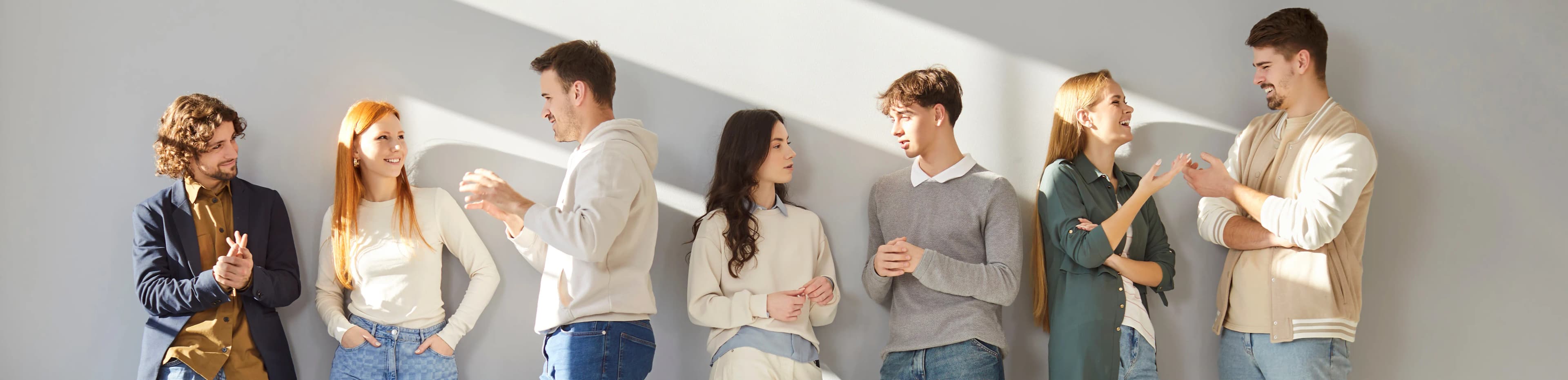 Group of people sharing stories